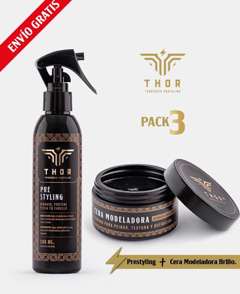 PACK 3 Pre Styling + Cera capilar acabado brillante envío gratis