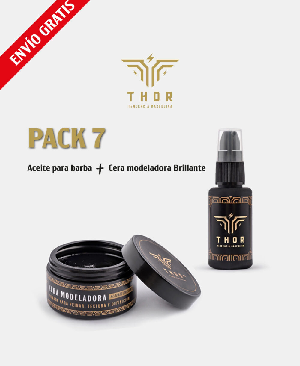 PACK 7 Aceite para barba + Cera modeladora brillante ENVÍO GRATIS